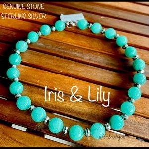 IRIS & LILY Genuine stone + Sterling Silver necklace aqua turquoise color